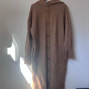 Everlane Camel Brown Hooded Button Cardigan